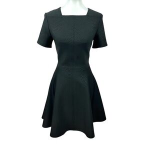 Ted Baker Square Neck Subtle Snakeskin Print Scuba Miyu Fit and Flare Dress LBD